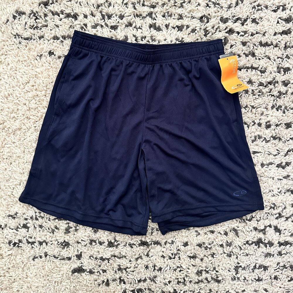 NWT Men's Champion Active Performance Training/Gym Shorts-Navy, Large, 8" inseam